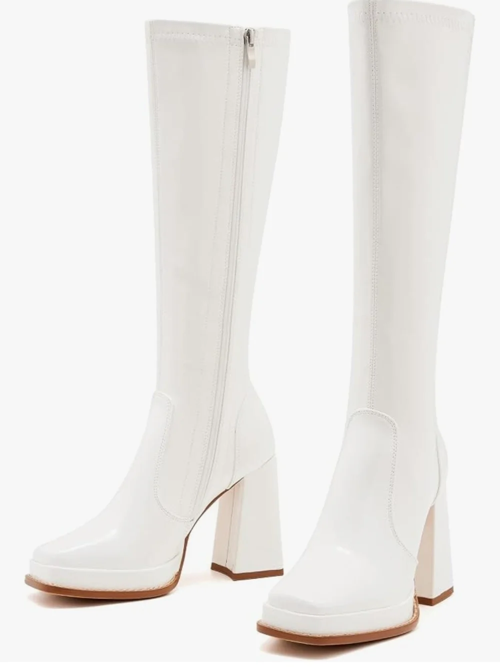SIZE 11 Wide Calf 70s Gogo Boots for Women – Tall Knee High Square Toe Chunky